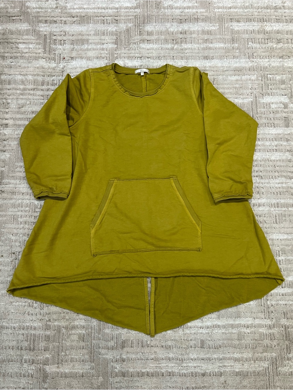 Kleen High Low Dress Shirt Pullover Cotton kangaroo Pockets Color Lime Size S